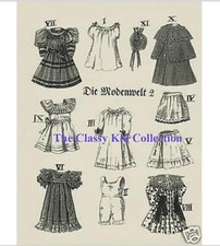 German 9  11" Antique Doll Patterns For Bleuette