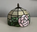 Vintage Tiffany Style Stained Glass Floral Small Lamp Shade 8.5" SHADE ONLY