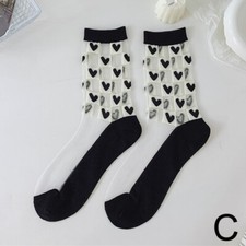 Girls Women's ankle Transparent Elastic Crystal Mesh Sheer tattoo Socks