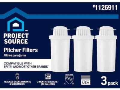 Project Source Replacement for Brita  & Others Water Pitchers Filters 3PK