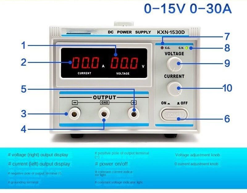 High-power DC Power Supply 0-15V 30A DC Regulated Power Supply KXN-1530D - Image 2 of 4
