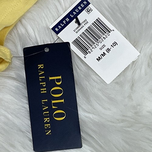 Polo Ralph Lauren Girls Medium (8/10) Polo Bear Yellow Banana Peel T-Shirt NEW - Picture 11 of 12