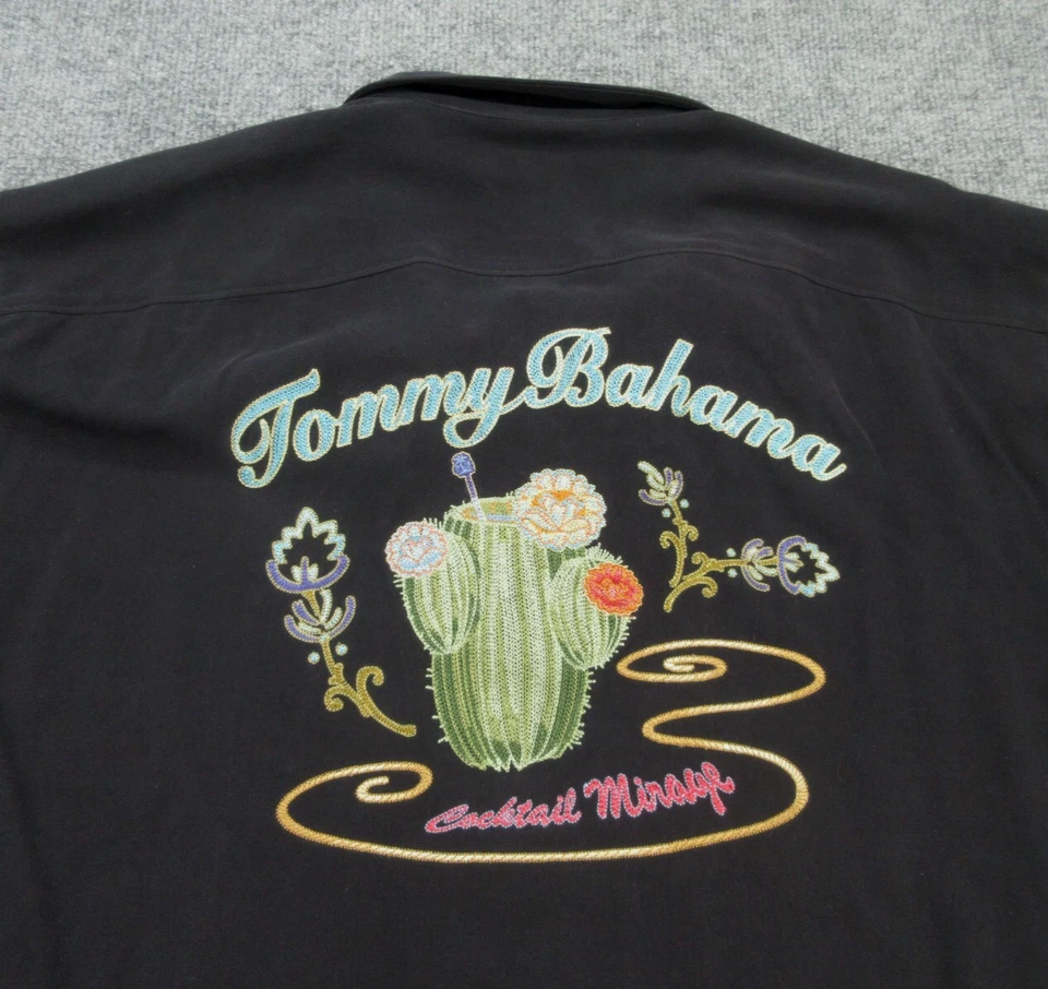 Tommy Bahama Shirt Mens XL Black Silk Cocktail Mirage Short Sleeve Button Up NEW - Image 4 of 4