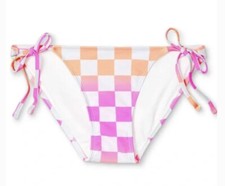 Xhilaration Bikini Bottom Women s M Medium Pink Checkerboard String Cheeky New