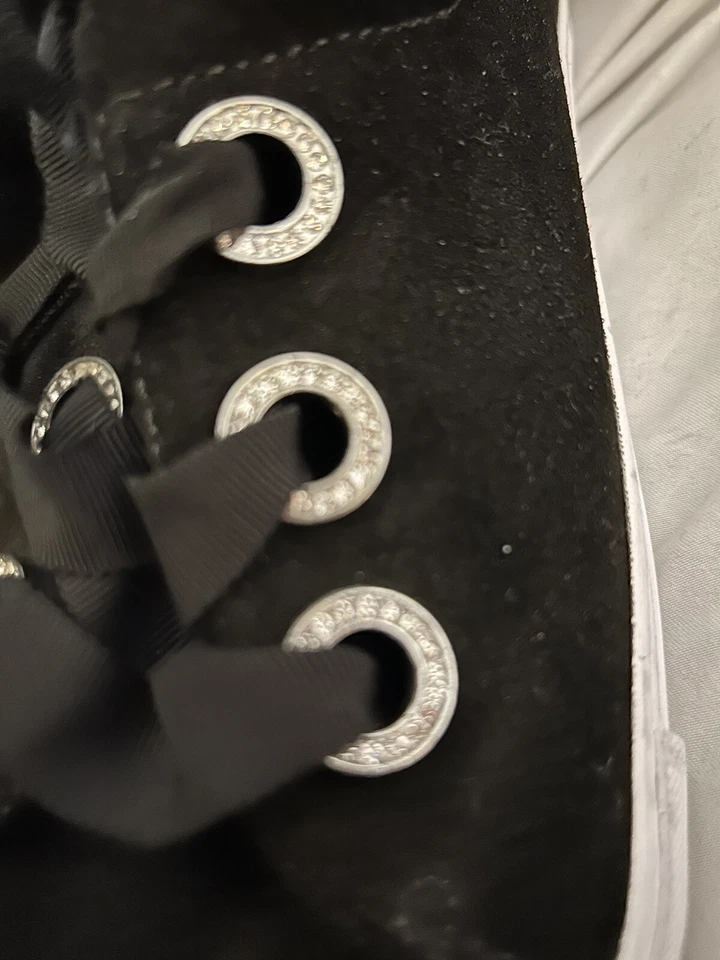 Isaac Mizrahi Size 7.5 Rhinestone Leather Tennis Shoes - Image 2 of 3