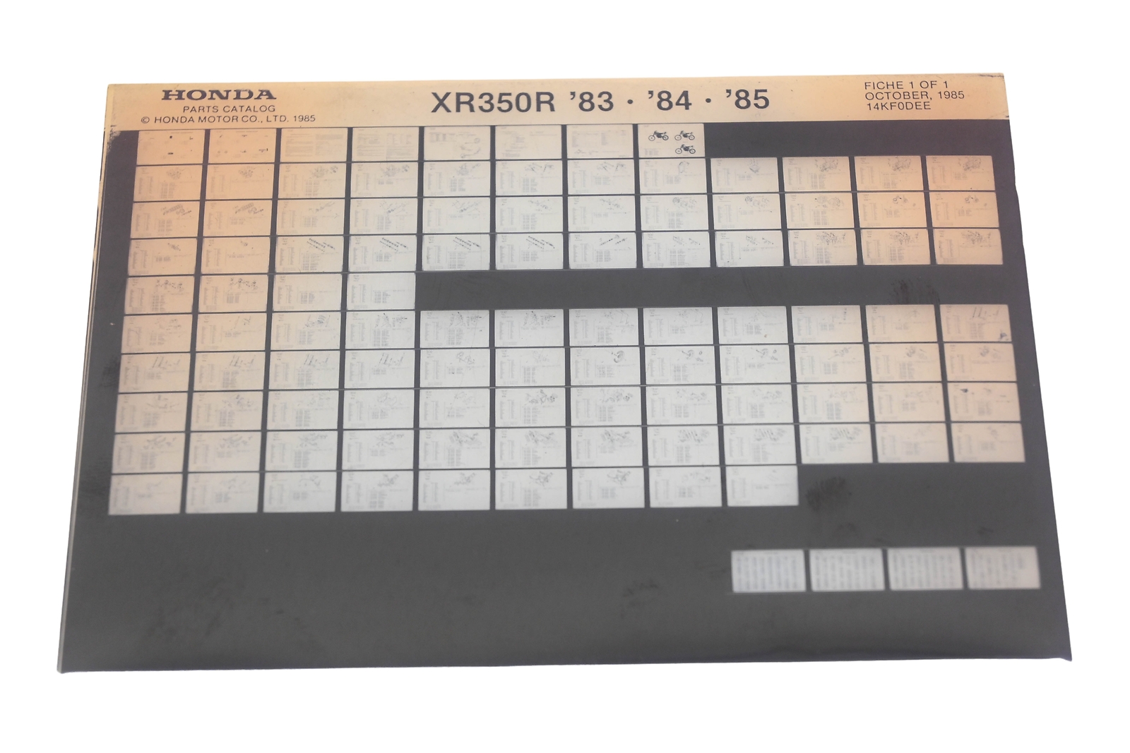 OEM Honda 14KF0DEE 1983-85 XR350R Parts List Microfiche Rev:10/1985
