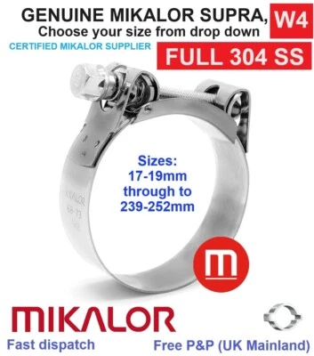 MIKALOR SUPRA W4 304 STAINLESS STEEL CLAMPS/EXHAUST /T BOLT/CLIP *GREAT PRICES*