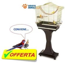 Imac SOFIA Gabbia ORO + Basamento con ruote per uccelli cm 63x33x61xH133