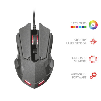 TRUST GXT 4158 Kabal Gaming Laser Maus 8 Tasten programmierbar LED