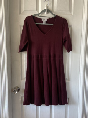 red short sleeve sweater dress Burgundy Ribbed Knit Maternity Short Sleeve Sweater Dress