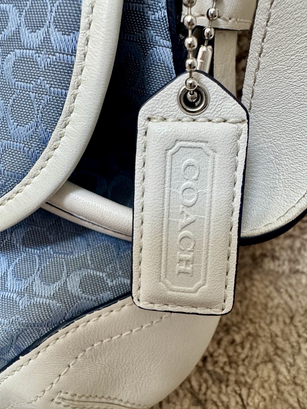 Coach Soho Signature Baby Blue White Leather Buckle H… - Gem