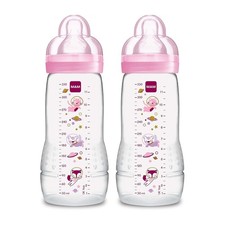 MAM Easy Active Baby Bottles 11oz, Fast Flow Skinsoft Silicone Nipple with W