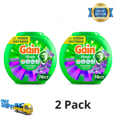 Gain Flings Moonlight Breeze Laundry Detergent Pacs Oxi Febreze 76 Ct, 2 Pack