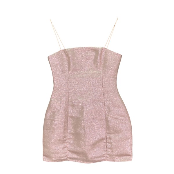Dress Womens S Pink Glitter Bodycon Mini Sleeveless Square Neck Party