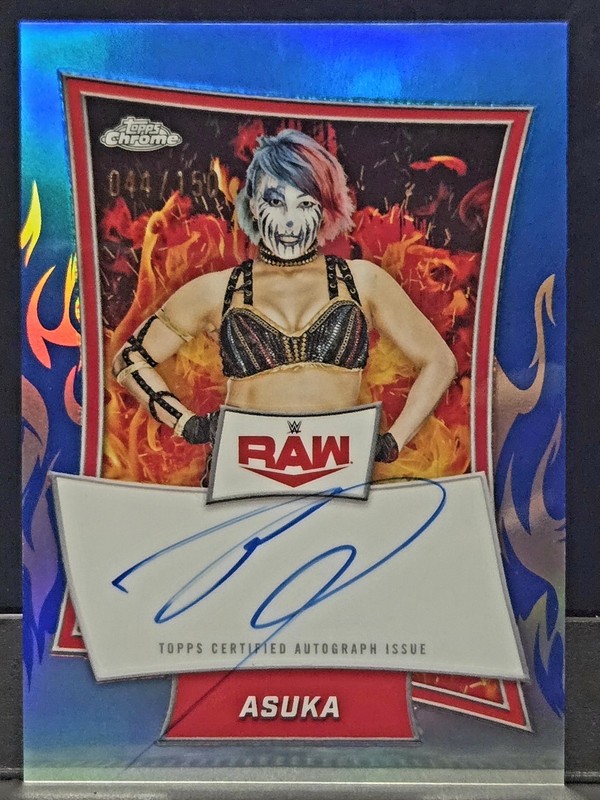 2025 Topps Chrome WWE Asuka Blue Refractor Auto /150.  HOV016