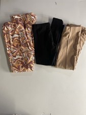 Girls Lot Of 3 Black, Cream, Multicolor Flower Pants Size 7/8 Pre Owned