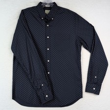J Crew Secret Wash Slim Fit Button Down Shirt Men's Medium Blue White Polkadot