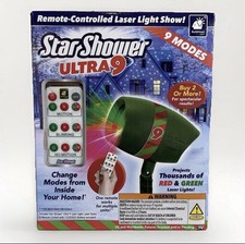 Star Shower Ultra 9 Christmas Laser Projector Red Green W/ Remote Light Show NEW