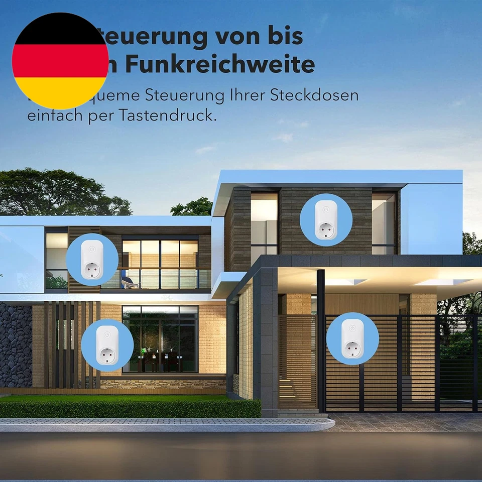HBN Funksteckdosen Set Aus 5 Steckdosen Mit 2 Fernbedienungen, 3680W Ferngesteue - Bild 3 von 4