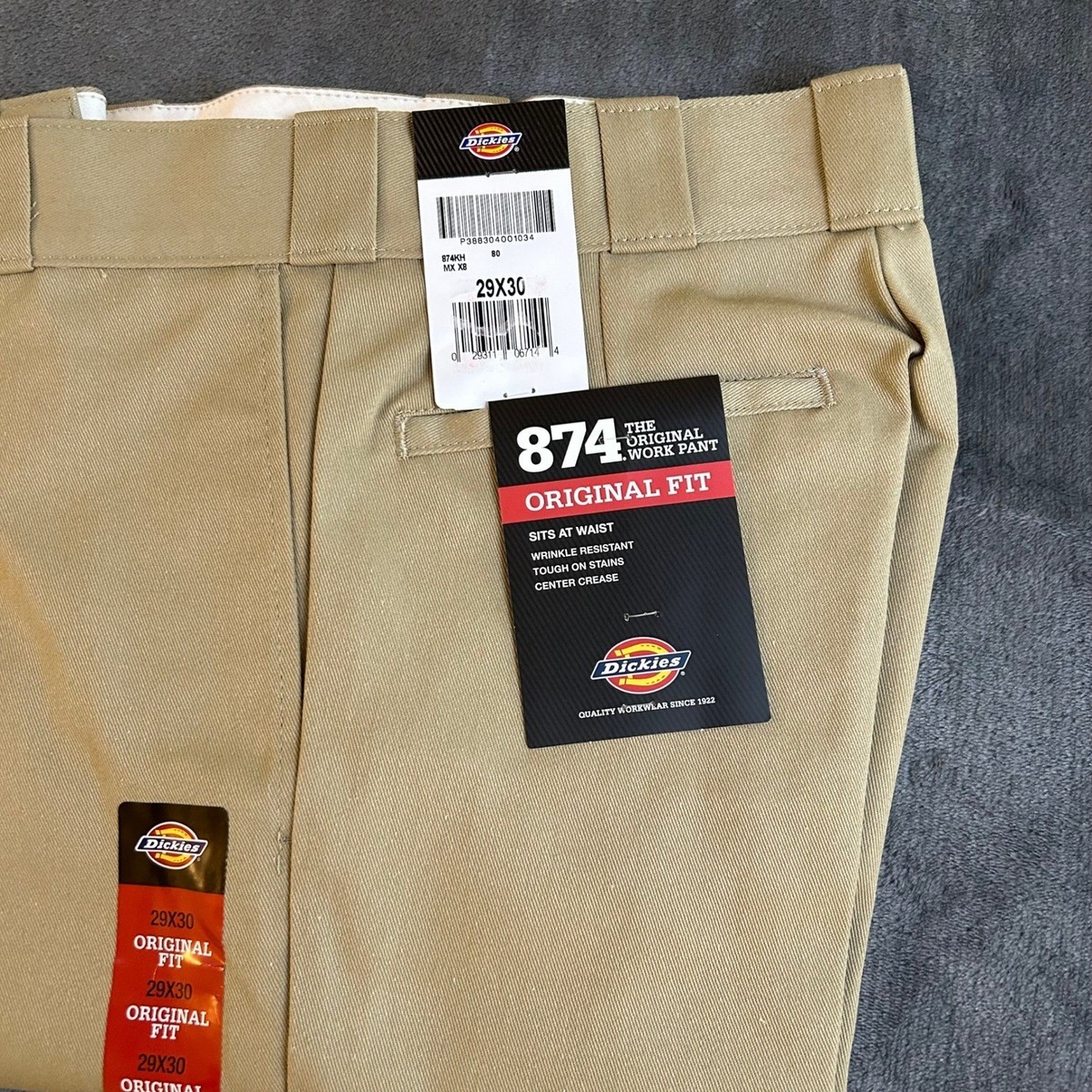 Dickies 874 Original Fit Work Pant Mens 29x30 Khaki Tan Wrinkle