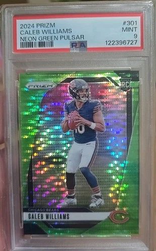 2024 Panini Prizm Rookies Caleb Williams #301 Neon Green Pulsar Prizm (RC) PSA 9