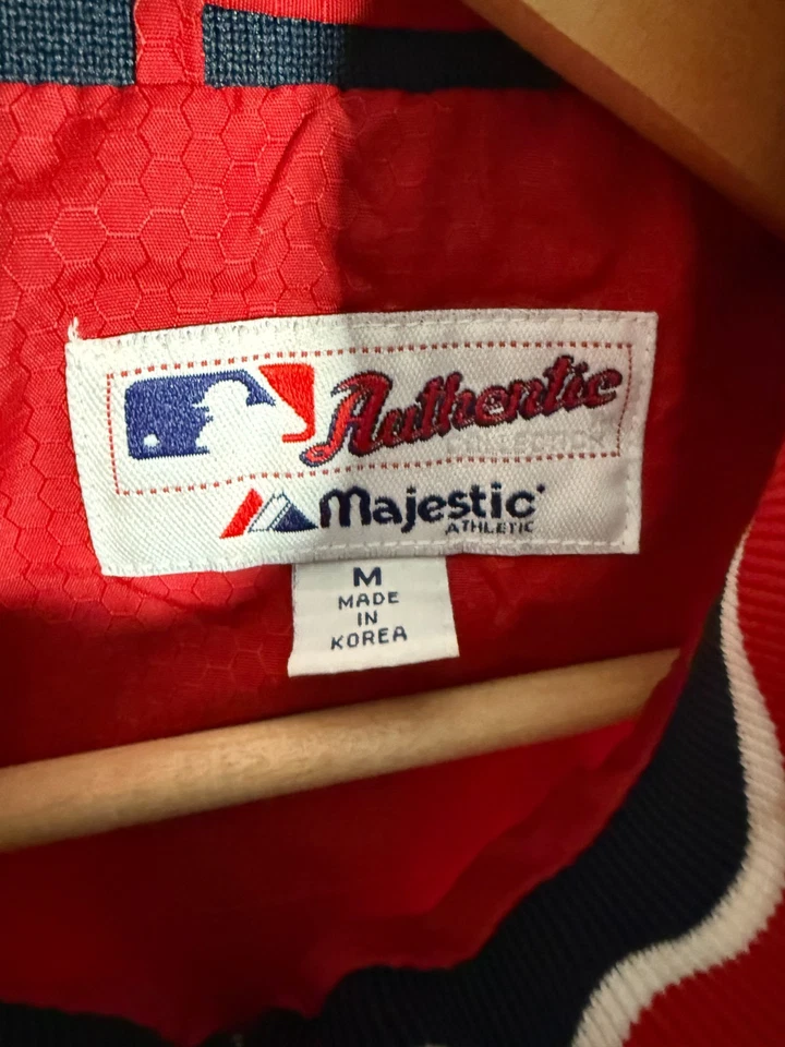 Vintage Angels Bomber Jacket Majestic Kids M Embroidered Script Full Zip Red - Image 2 of 4