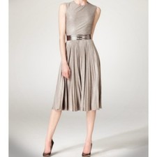 Maggy London Sparkle Gold Pleated Dress Size 10