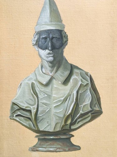Giovanni TOMMASI FERRONI (1967) - Busto marmoreo, tempera su carta su tela - Foto 2 di 6