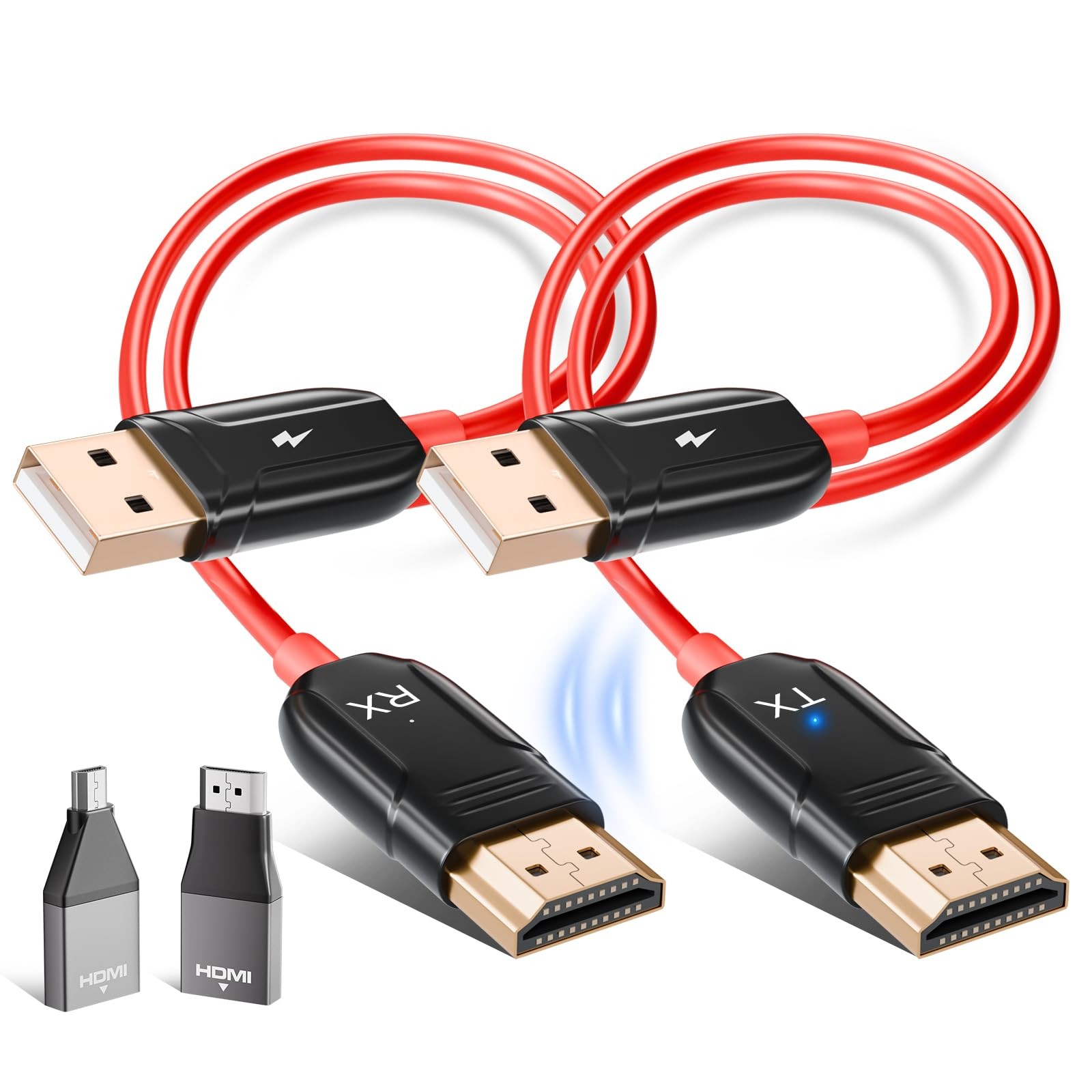 Wireless HDMI Transmitter and Receiver, 50M/165FT 5GHz HDMI, Red
