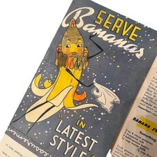 Vintage 1940 Banana Recipe Brochure Cookbook Collectible USA MCM
