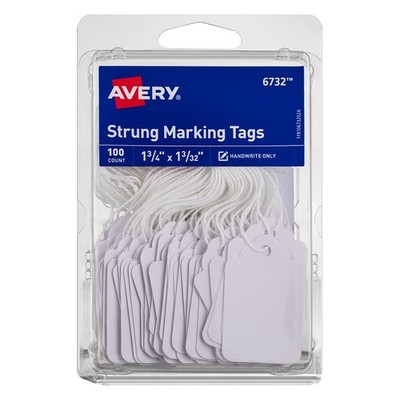 4 Pack Avery Marking Tags, 1.75in X 0.09in, Pre-Strung, White 6732, 100 Ct