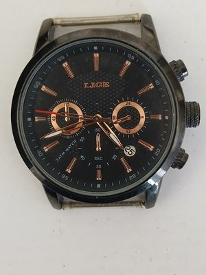 Herren Lige Chronograph Uhr funktioniert Batterie in gebrauchtem Zustand ohne Armband Pins an