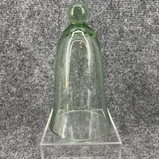 VTG Style Green Glass Flared BELL JAR CLOCHE Dome Apothecary Style 7” Tall
