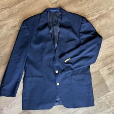 VTG Polo University Club Ralph Lauren Blazer Men 42R Navy Blue Gold Buttons Wool