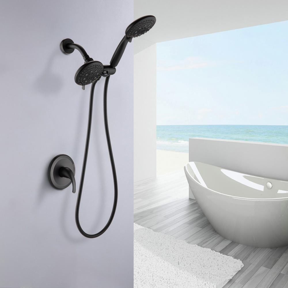 Shower System with Handheld Showerhead & Rain Shower Combo Black