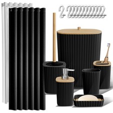 Black Bathroom Set, Shower Curtain Set, Bathroom Accessory Set