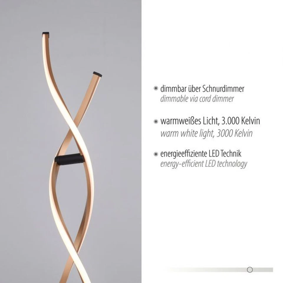 LED Stehlampe dimmbar Wohnzimmer Schwarz Gold 134 cm 3000 K Stehleuchte Modern - Bild 4 von 4