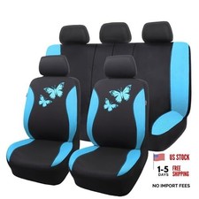 Mint Blue Butterfly Car Seat Covers - Fashion Universal Lady - Full Set
