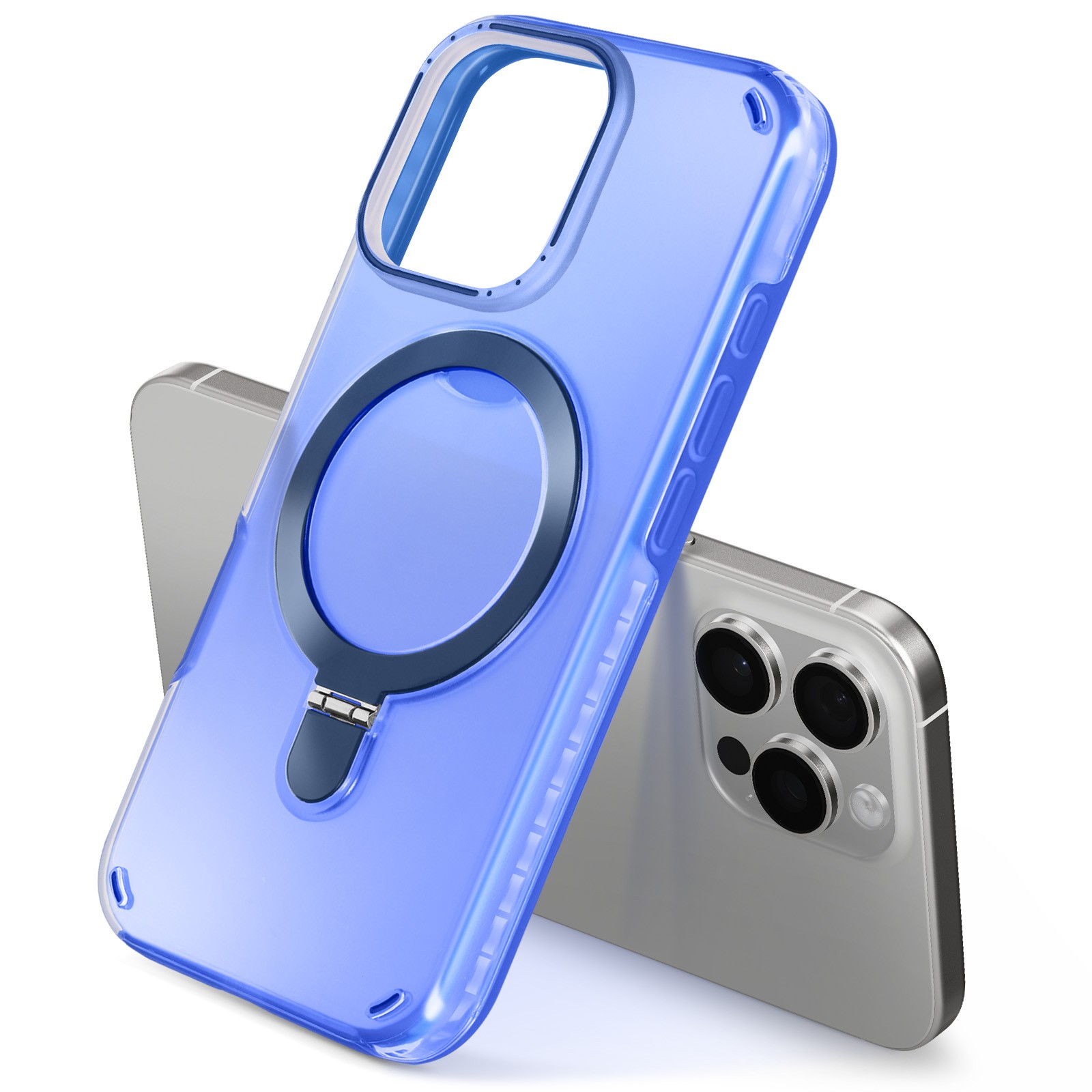 Coque iPhone 16 Pro Max premium bleu azur avec bague de maintien - 4