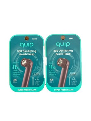 2 Packs Quip 360 Oscillating Brush Head Soft Black 2 Heads NEW SEALED Total of 4