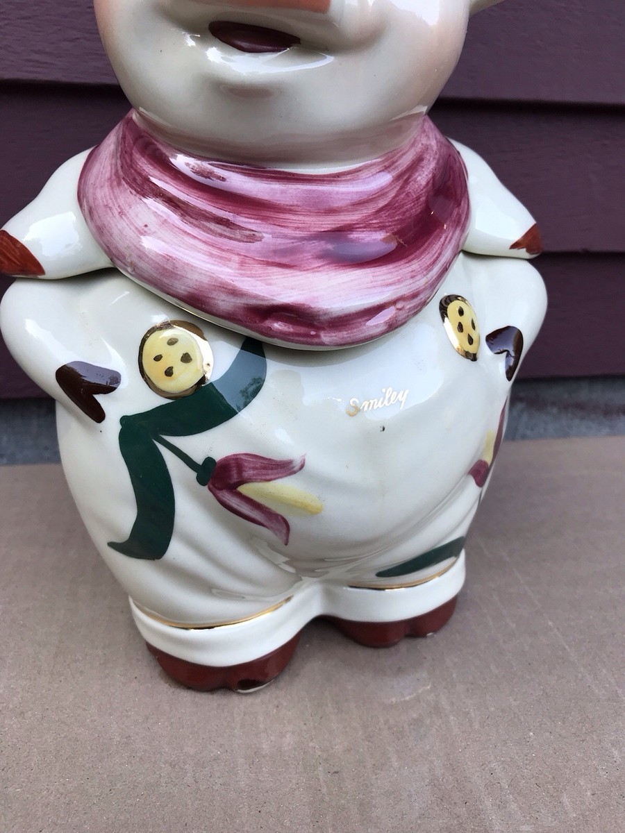 Vintage Shawnee Smiley Pig Cookie Jar Tulips Scarf, Gold Trim | eBay