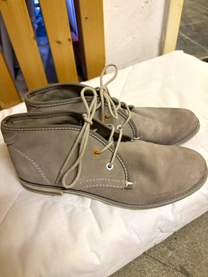 Marco Tozzi Halbschuhe Wildleder Grau EU 39 Schnürung runde Spitze Leder