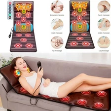 Foldable Full Body Electric Massage Mat for Bed w/ Shiatsu Heated Neck MassagerA