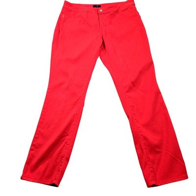 NYDJ Jeans Womens 16 Red Straight Mid Rise Stretch Denim Pants Made In USA