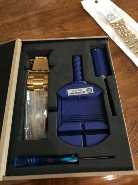 Совместимые с SWEES Apple Watch 2 ремешка 42 мм + инструменты + коробка нержавеющая сталь золото - Изображение 4 из 4