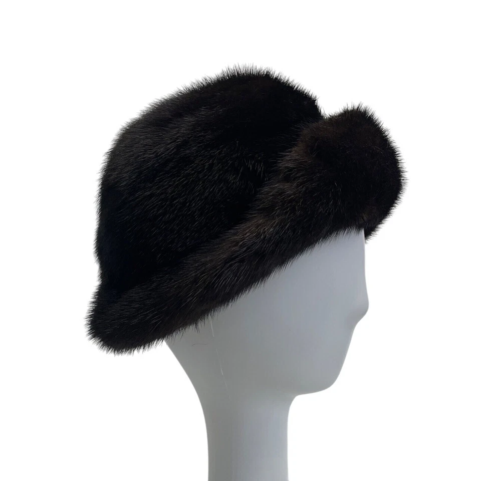 Gorra de rancho de piel de visón marrón vintage Kakas Fur Company para mujer Foto 2 de 4