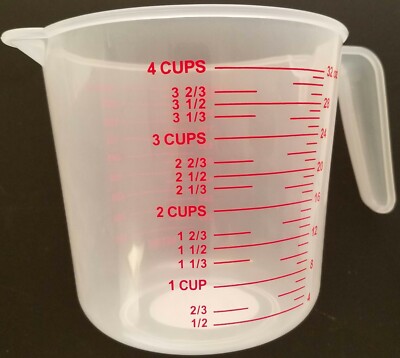 Measuring Cup Cups ~ Standard Measurements ~ White ~ Liter Cups Ounces New