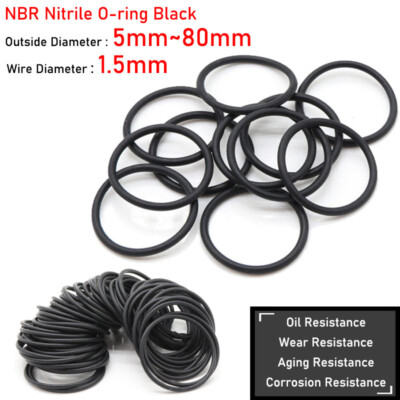 1.5mm Cross Section Black Nitrile Rubber NBR O-ring Seal Gasket Oil Sealing Ring