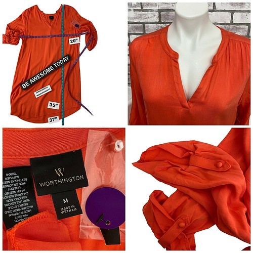Worthington Dress Womens Medium Sweater Combo Orange Stripe Work Office Coastal - Imagen 8 de 13