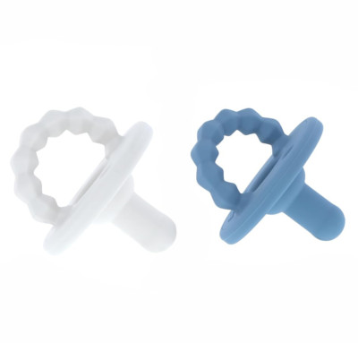 Nuby Softees Pacifier and Teether 2-Pack Size 0+ Months Blue and White